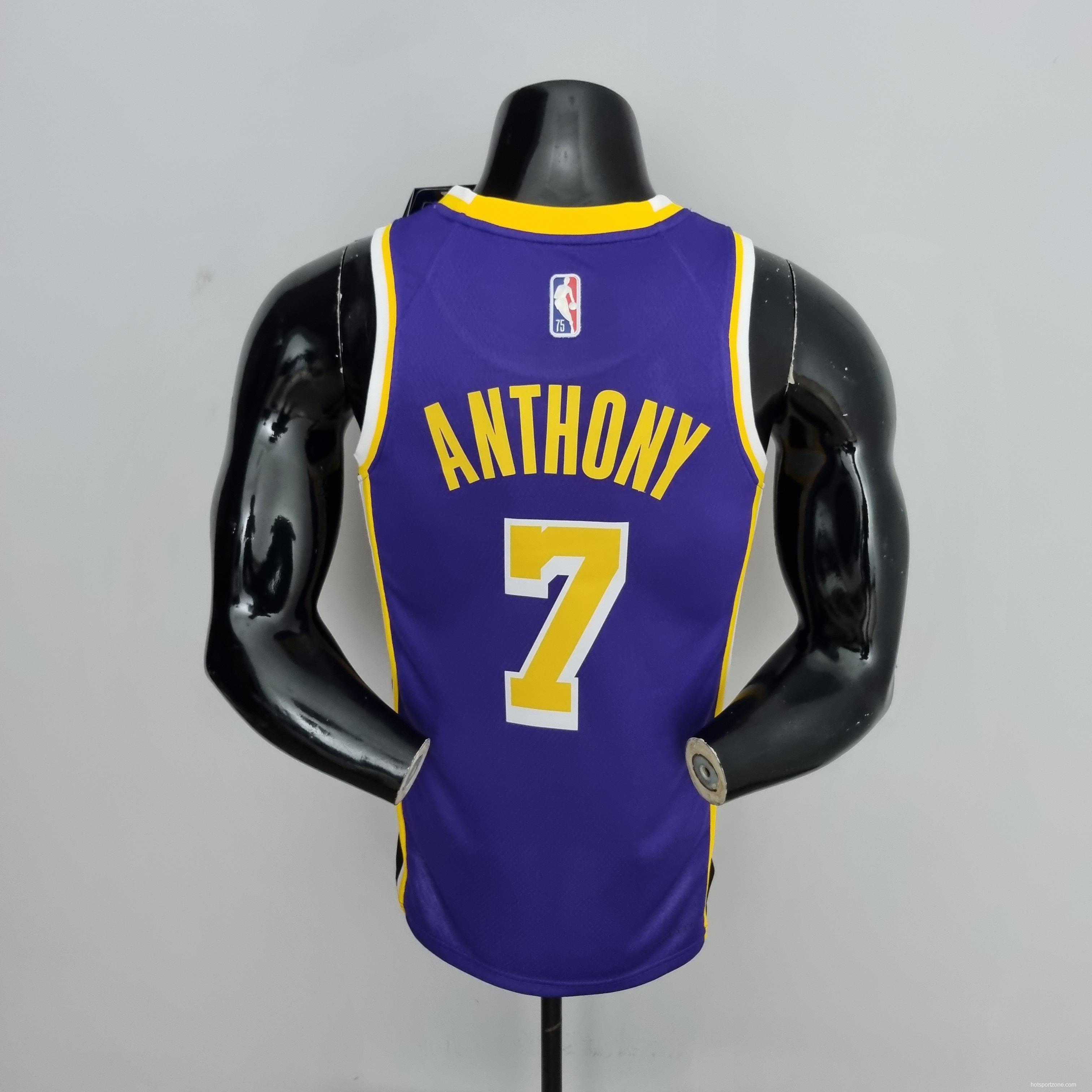 75th Anniversary Anthony #7 Los Angeles Lakers Jordan Purple NBA Jersey