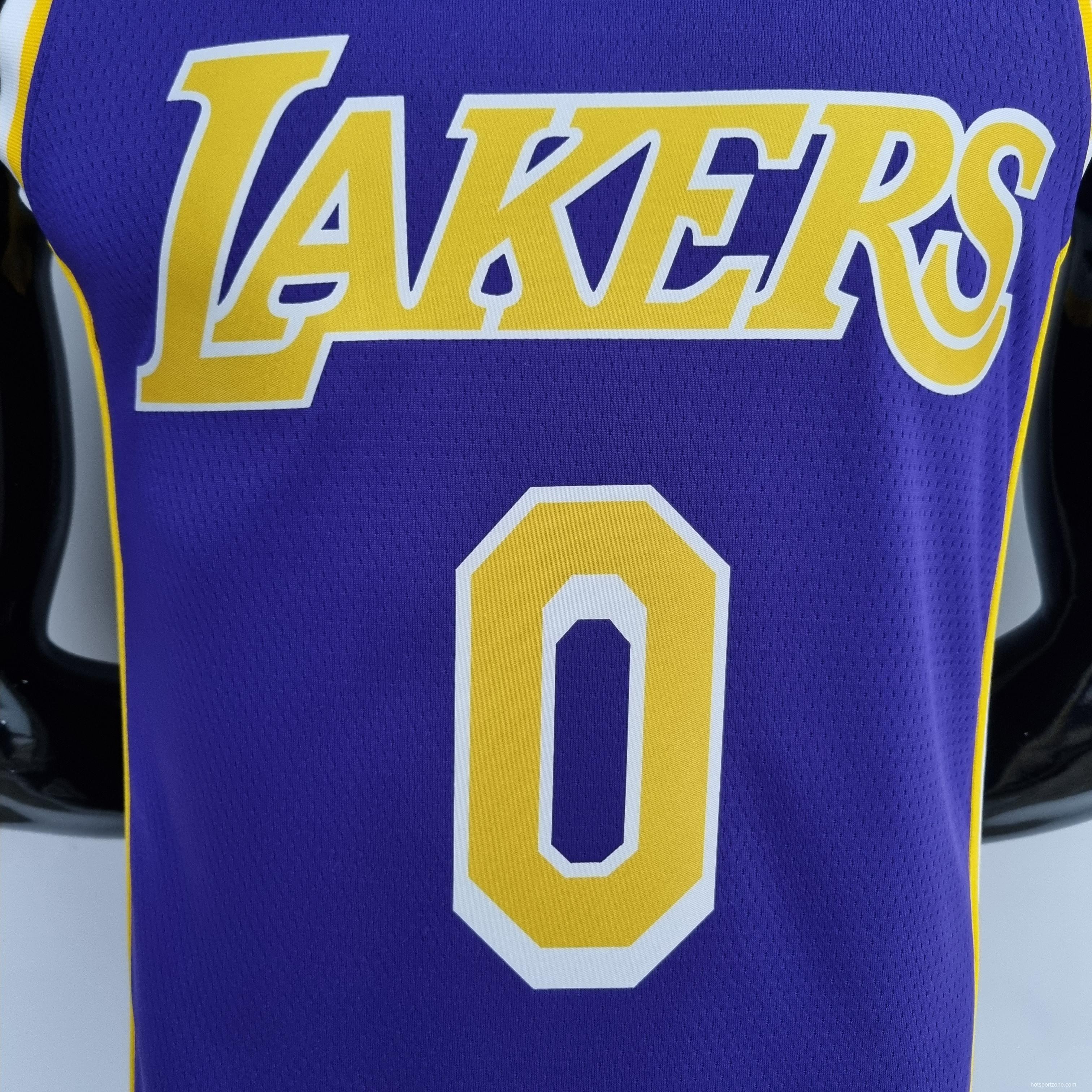 75th Anniversary Westbrook #0 Los Angeles Lakers Jordan Purple NBA Jersey