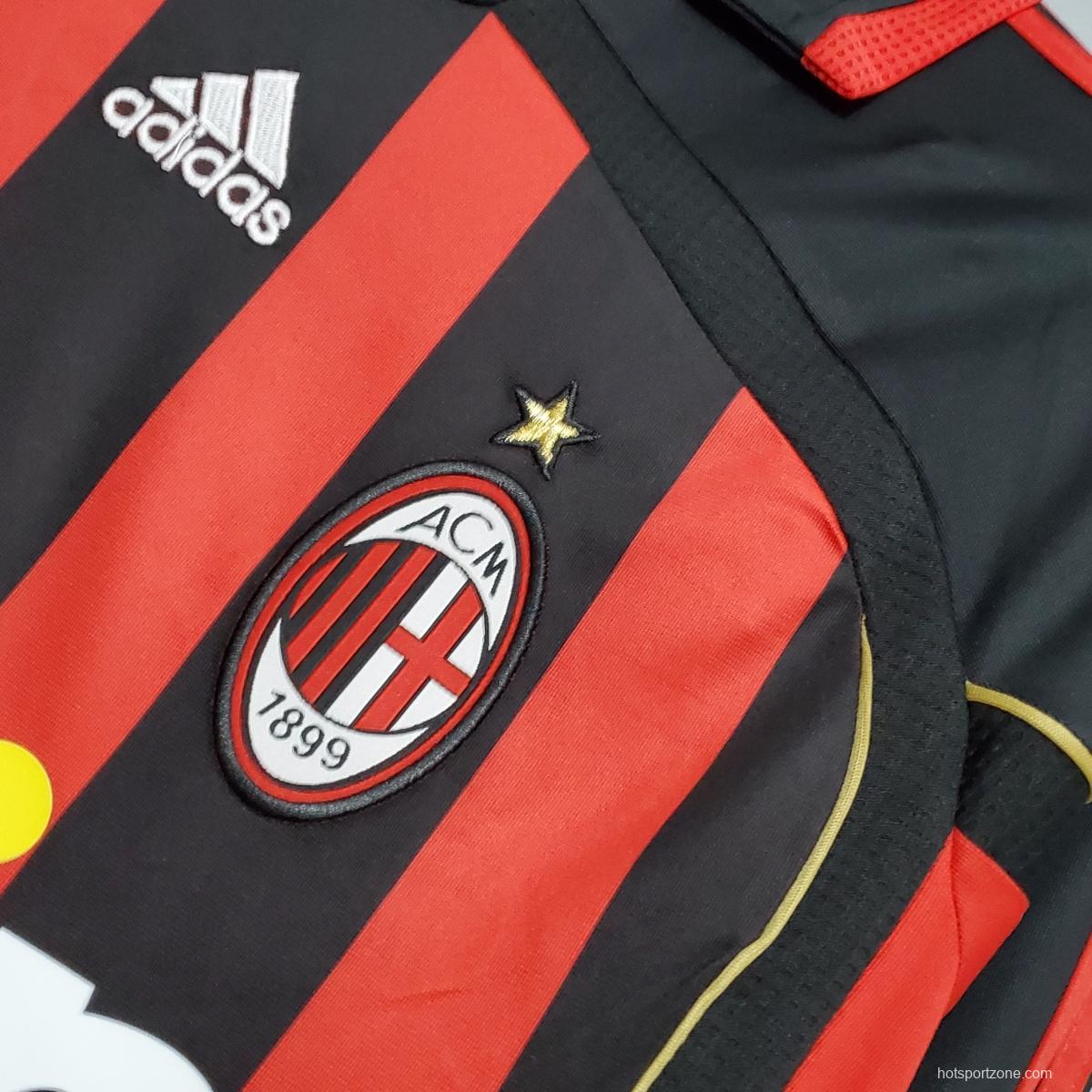 Retro 06/07 AC Milan Long sleeve home Soccer Jersey