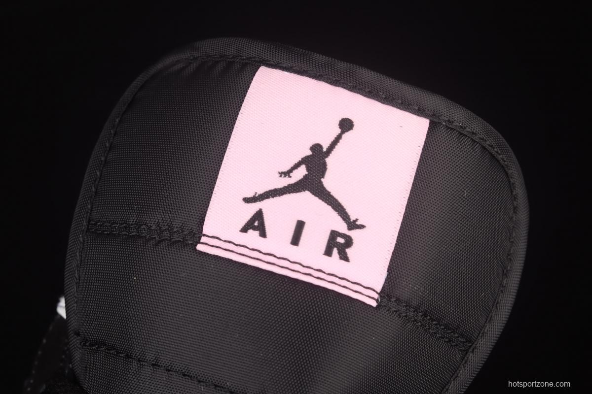 Air Jordan 1 Mid black and white powder medium top basketball shoes 555112-061