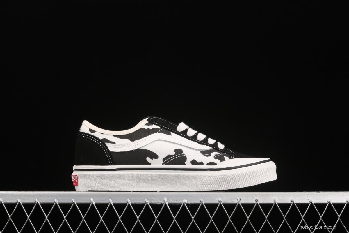Vans Style 36 Decon SF GD overseas limited black-and-white cow graffiti low-top shoes VN0A5HFF2Z3