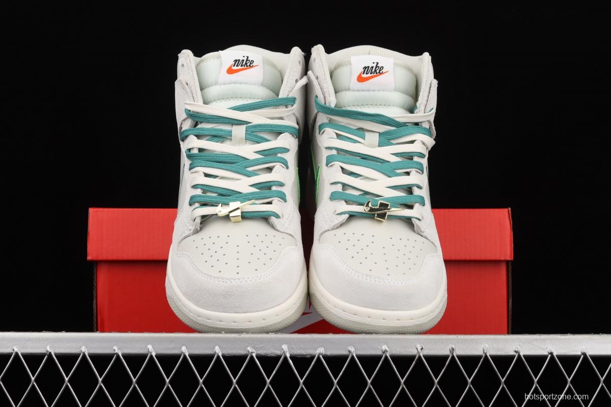 NIKE SB DUNK Hi SE white and green SB rebound high-top casual board shoes DH0960-001