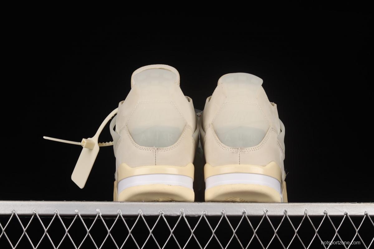 OFF-White x Air Jordan 4 Retro Cream/Sail retro leisure sports culture basketball shoes CV9388-100