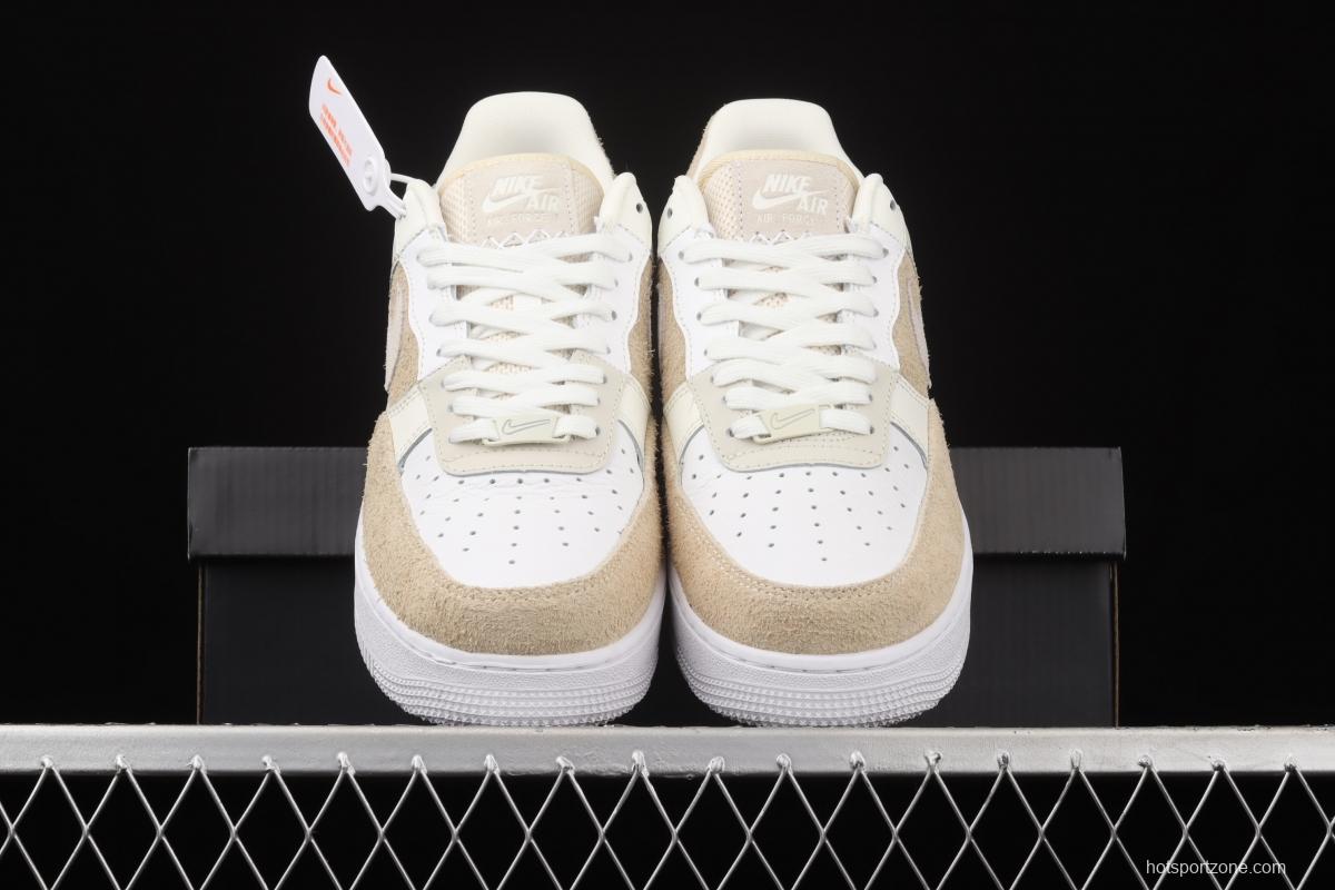 NIKE Air Force 11607 Beach Coconut Milk Leather Milk Tea splicing low-top leisure sports board shoes DD6618-100