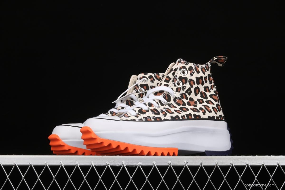JW Anderson x Converse Run Star Hike white leopard pattern heightened casual board shoes 166862C