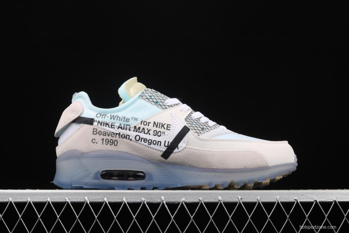 OFF-White x NIKE Air Max 90 OW joint limited edition classic air cushion running shoes AA7293-100