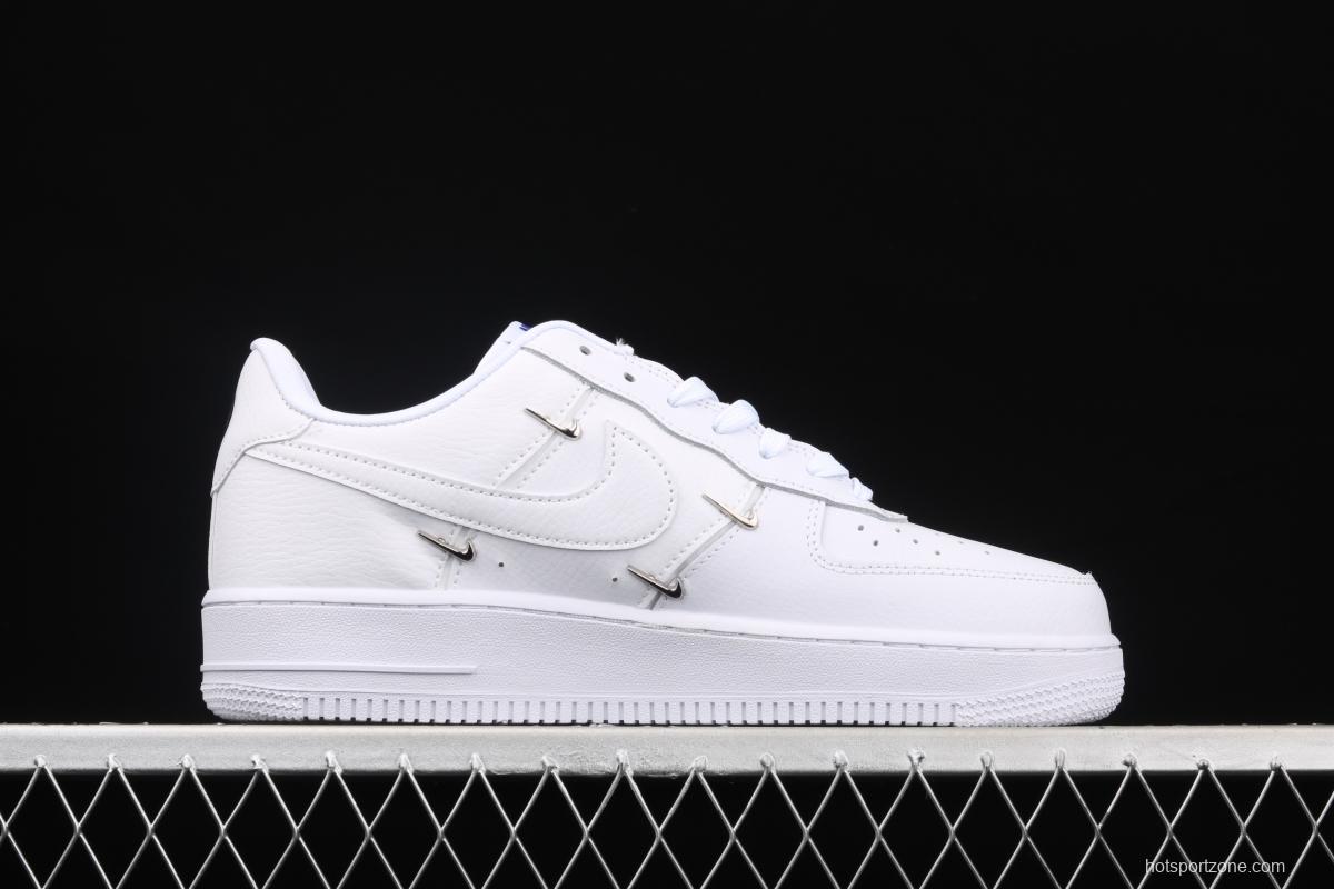 NIKE Air Force 11607 Low All white joint name small silver hook low-top casual board shoes CT1990-100