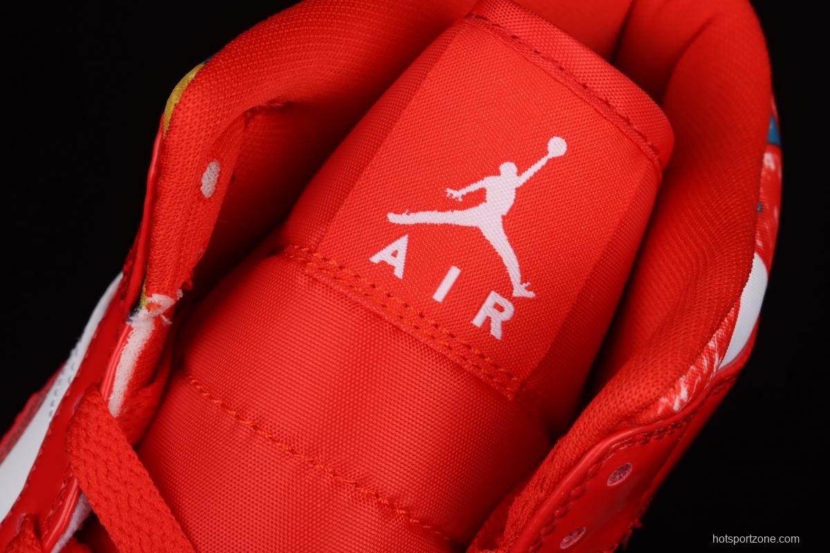 Air Jordan 1 Mid Christmas red Zhongbang basketball shoes DC7294-600