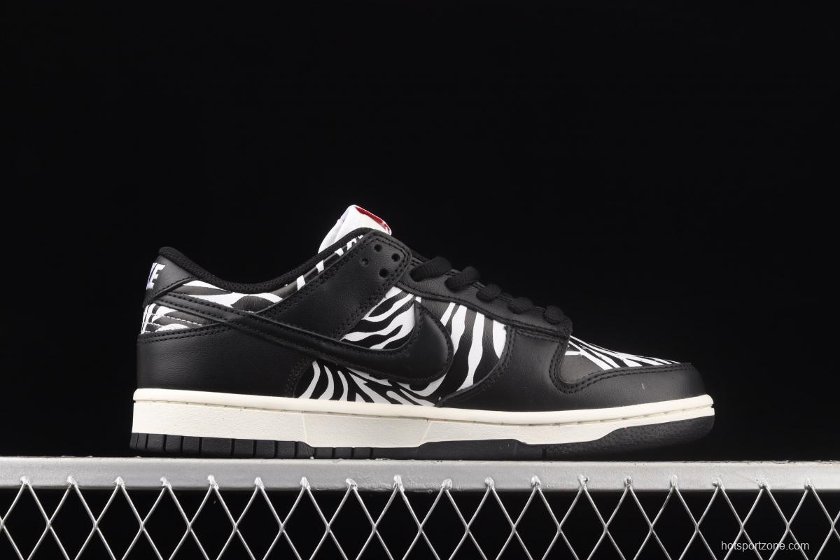 Quartersnacks x NIKE SB DUNK Zebra black and white zebra stripes joint style low-side sports and leisure board shoes DM3510-001