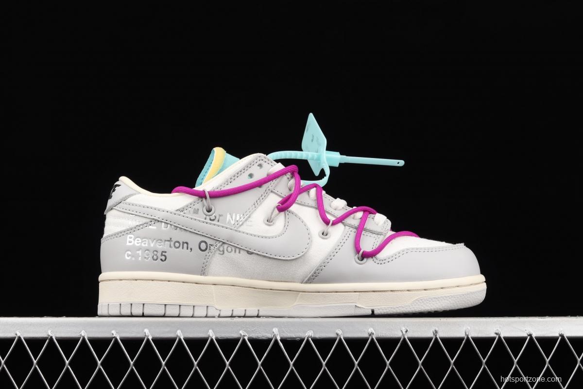 OFF-White x NIKE DUNK Low 04 of 50 OW white gray leisure sports skateboard shoes DM1602-100