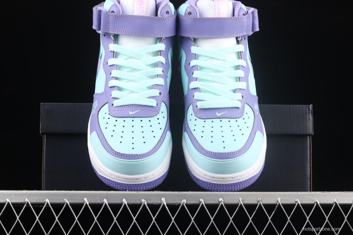 NIKE Air Force 1 Mid sells blue and purple color Zhongbang leisure board shoes CV3039-107overseas