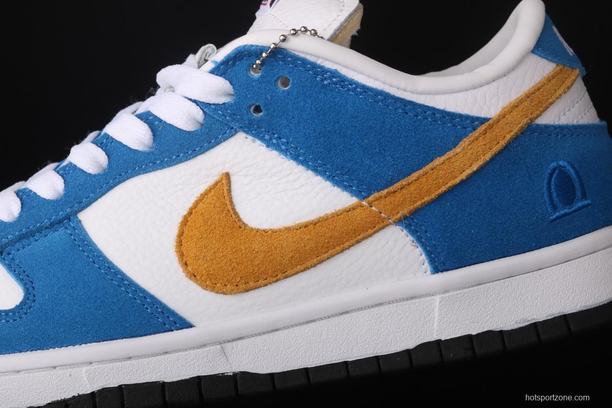 Kasina x NIKE SB DUNK Low co-signed blue and yellow retro low-top leisure sports skateboard shoes CZ6501-100