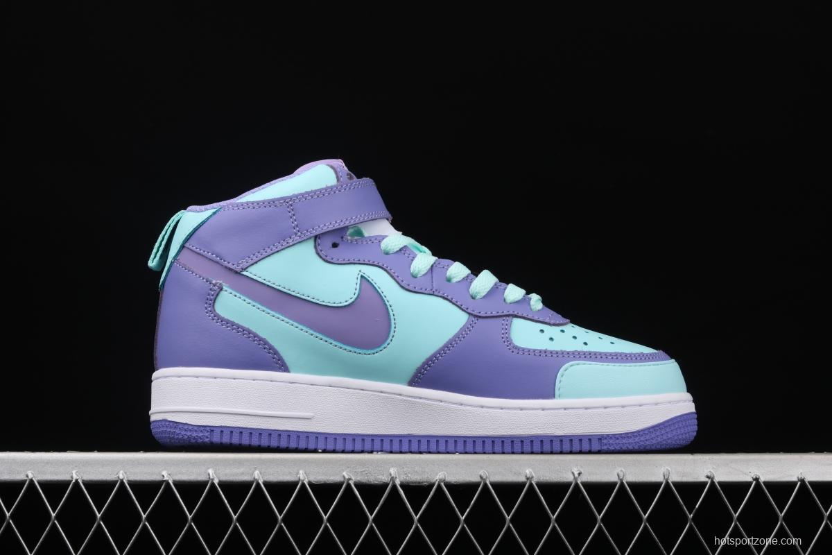 NIKE Air Force 1 Mid sells blue and purple color Zhongbang leisure board shoes CV3039-107overseas