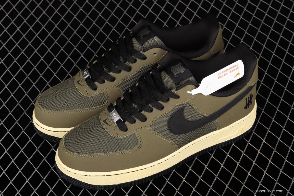 Undefeated x NIKE Air Force 1 Low SP Ballistic olive green sail leather splicing low-side leisure sports board shoes DH3064-300