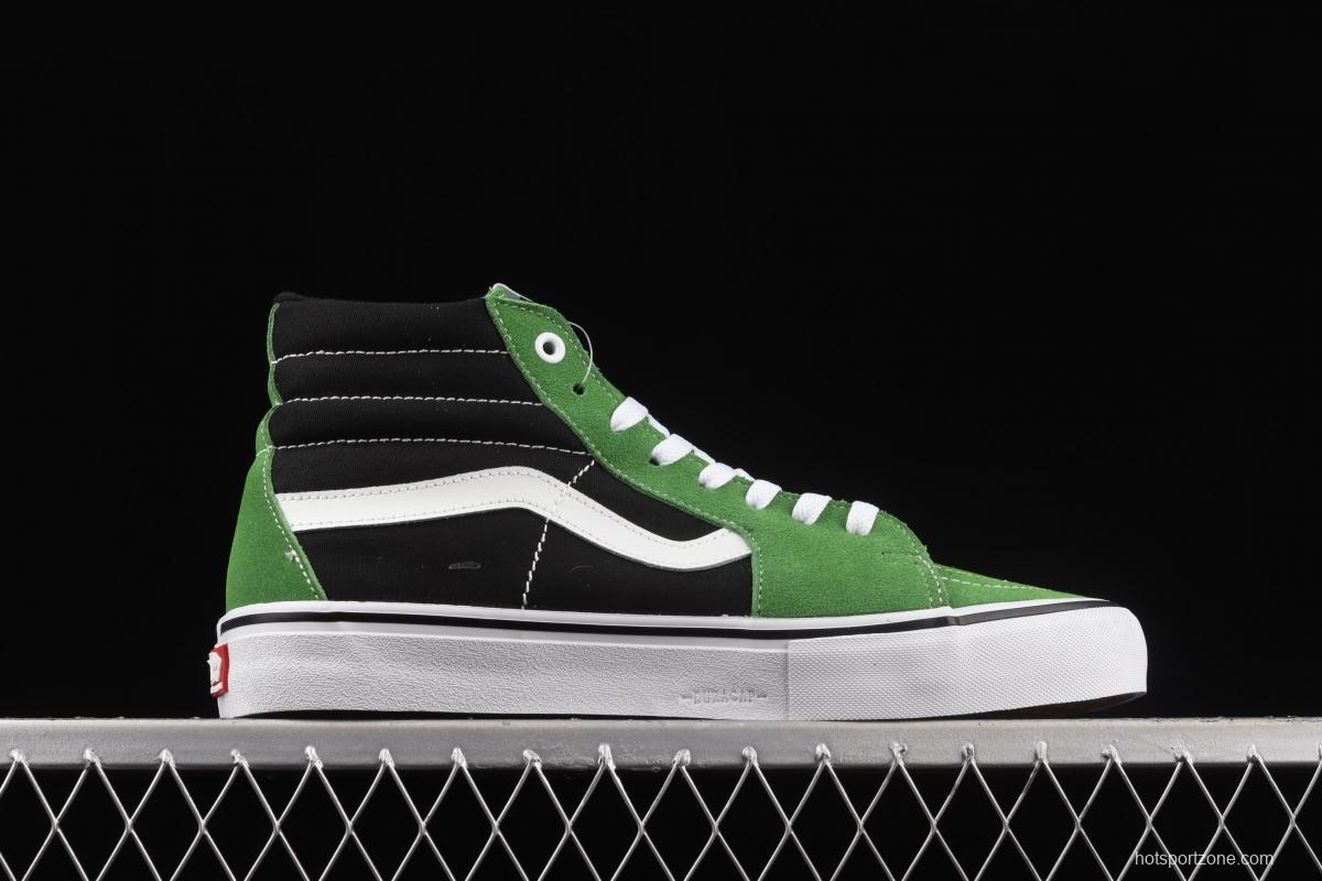 Vans Skate Sk8 Hi black and green side standard chessboard checkered high-top casual board shoes VN0A5FCC3OH