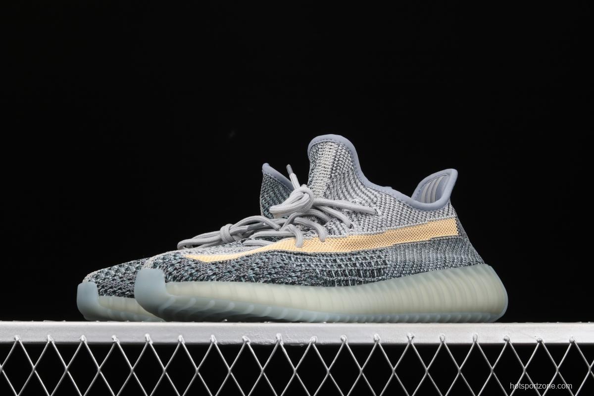 Adidas Yeezy 350 Boost V2 Ash Blue GY7657 Darth Coconut 350 second generation hollowed-out water-washed tannins color matching