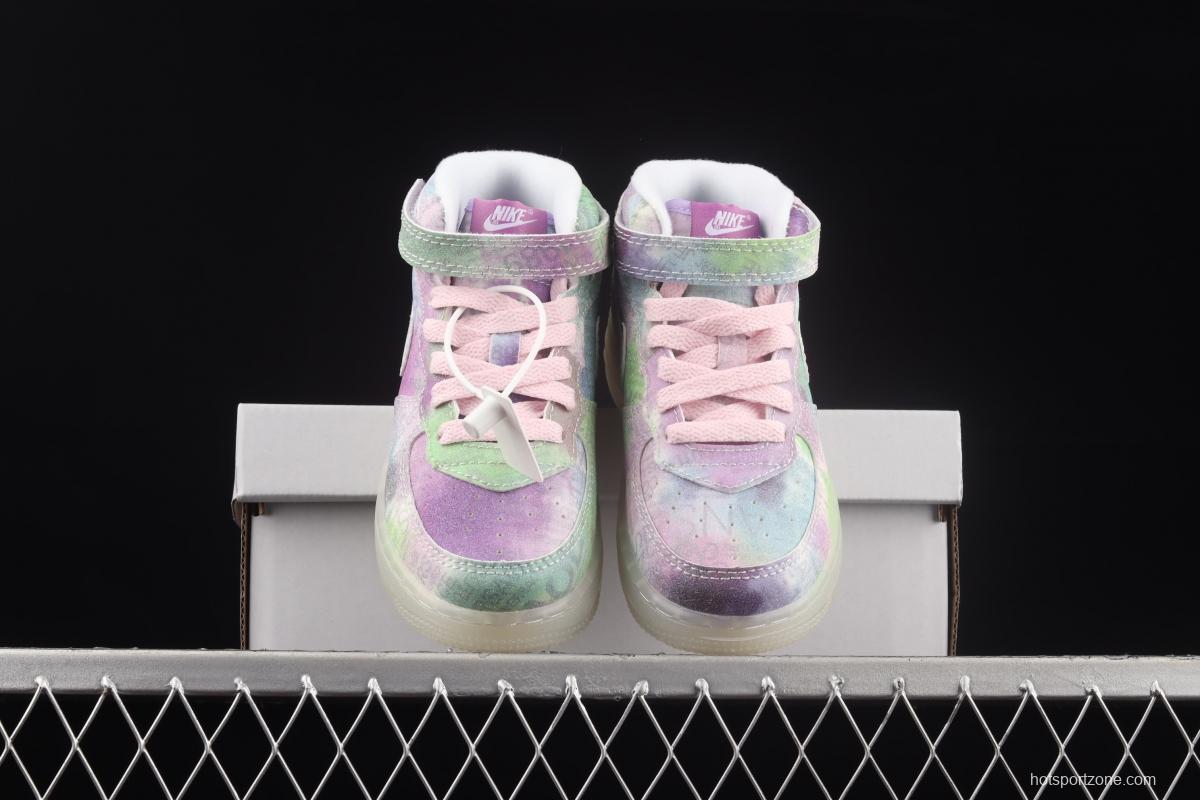 NIKE Air Force 1: 07 Mid WB dazzling ribbon lamp state size Kids 314197-8700