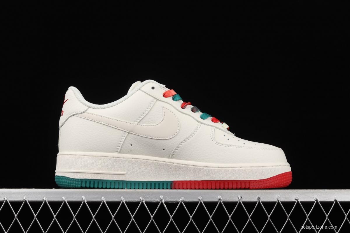 NIKE Air Force 1 Low'07 Milwaukee Bucks city limits rice red and green low-top casual board shoes BU6638-180