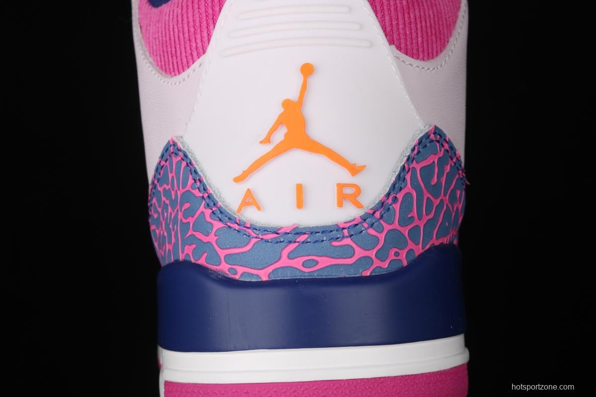 Air Jordan Brand Air Jordan 3 GS AJ3 Joe 3 burst pink and purple front layer basketball shoes 441140-500