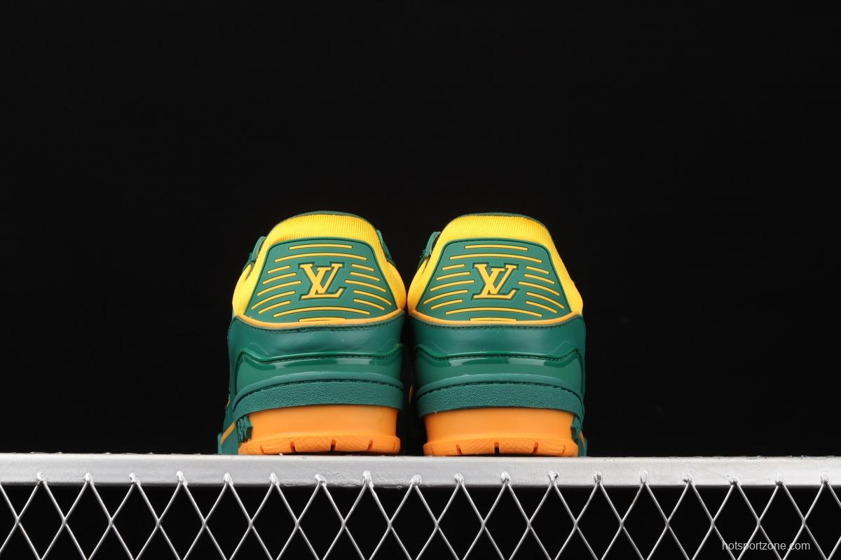 Authentic LV 2021ss early spring fashion catwalk sneakers 390N GREEEN YELLOW