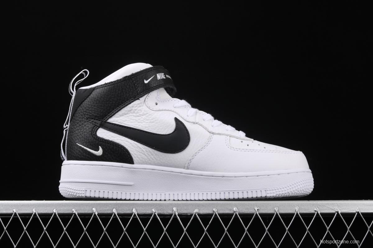 NIKE Air Force 1 Mid'07 Lv8 white and black simple edition OW letter casual board shoes 804609-103