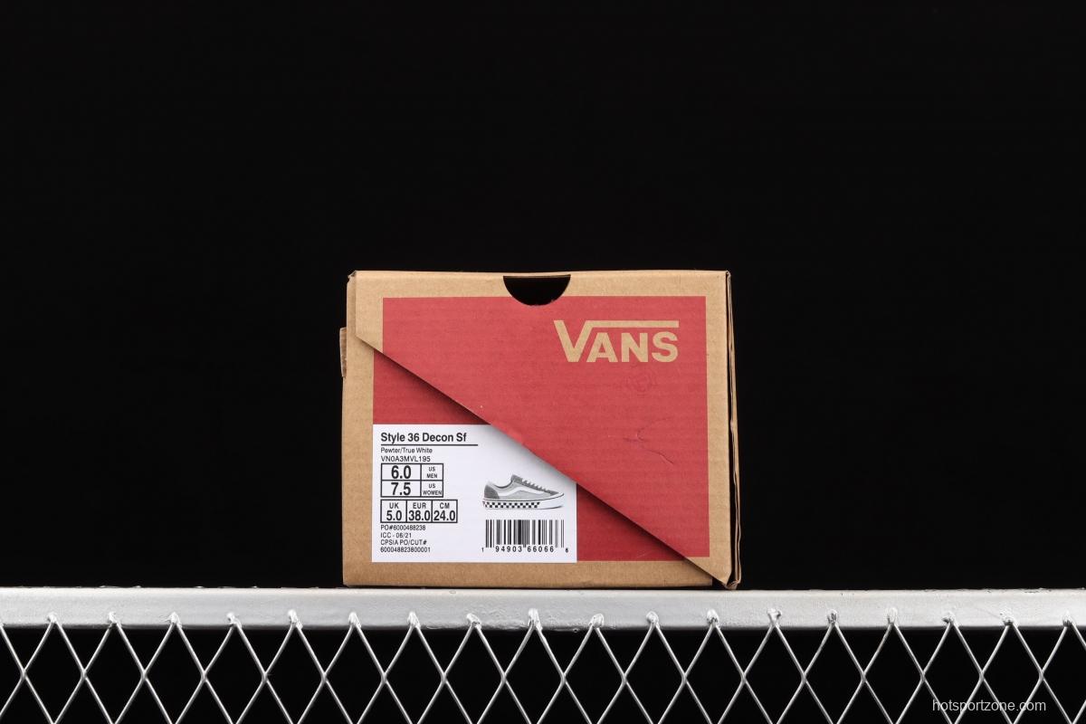 Vans Style 36 Decon SF Vancouver Gray Granny Grey Chess Lattice half-Moon Killer Whale low-side Vulcanized Board shoes VN0A3MVL195