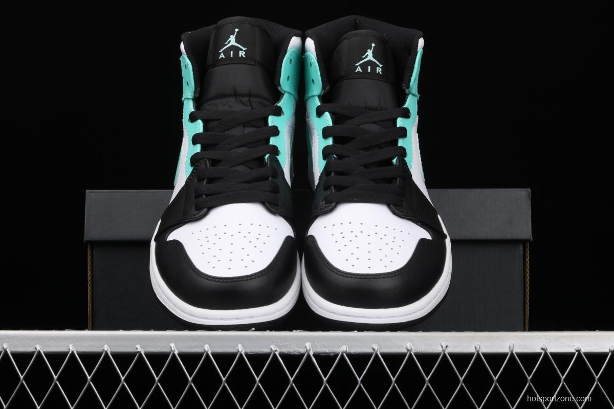 Air Jordan 1 Mid black and blue basketball shoes 554724-132