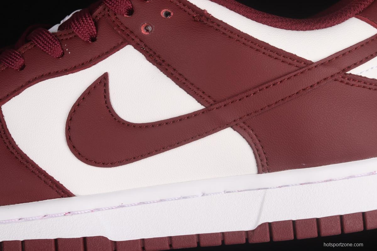 NIKE SB DUNK Low Prm wine red and white color SB buckle rebound fashion leisure board shoes DD1503-108