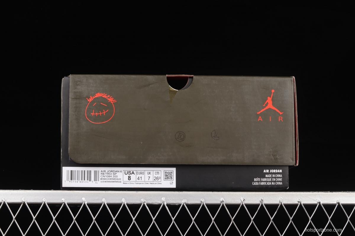 Travis Scott x Air Jordan 6 TS joint name Pocket Army Green Basketball shoes CN1084-200