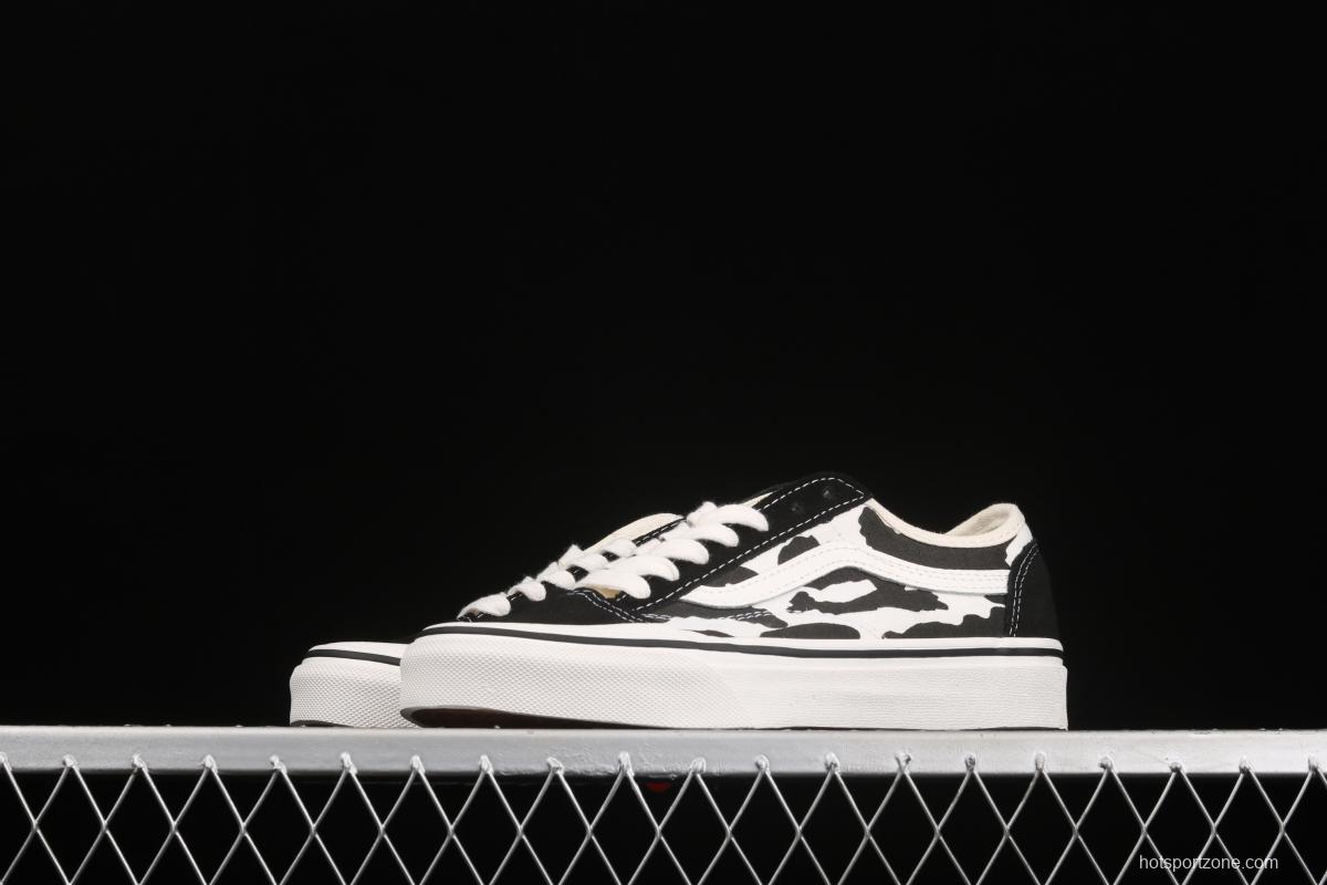 Vans Style 36 Decon SF GD overseas limited black-and-white cow graffiti low-top shoes VN0A5HFF2Z3