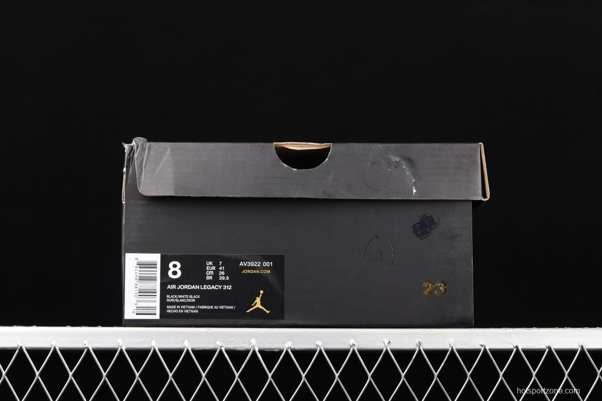 Jordan Legacy 312 all-black and white Velcro three-in-one board shoes AV3922-001