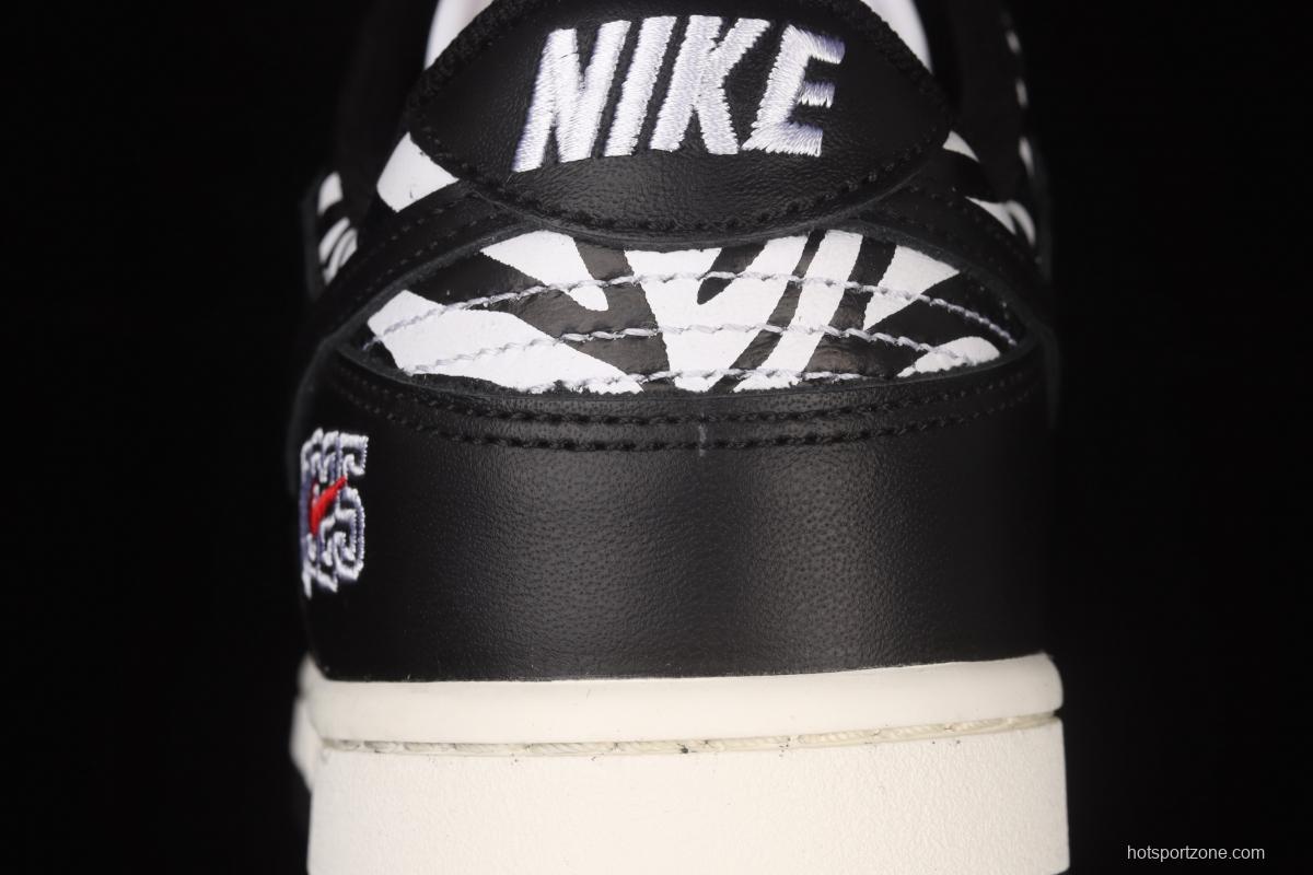 Quartersnacks x NIKE SB DUNK Zebra black and white zebra stripes joint style low-side sports and leisure board shoes DM3510-001