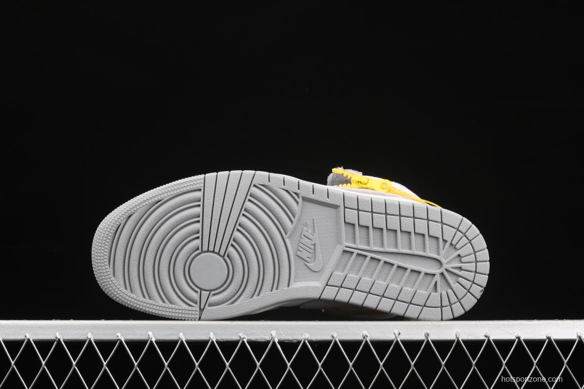 Air Jordan 1 Switch Light Smoke Grey soot zipper J1 high-end cultural basketball shoes CW6576-100