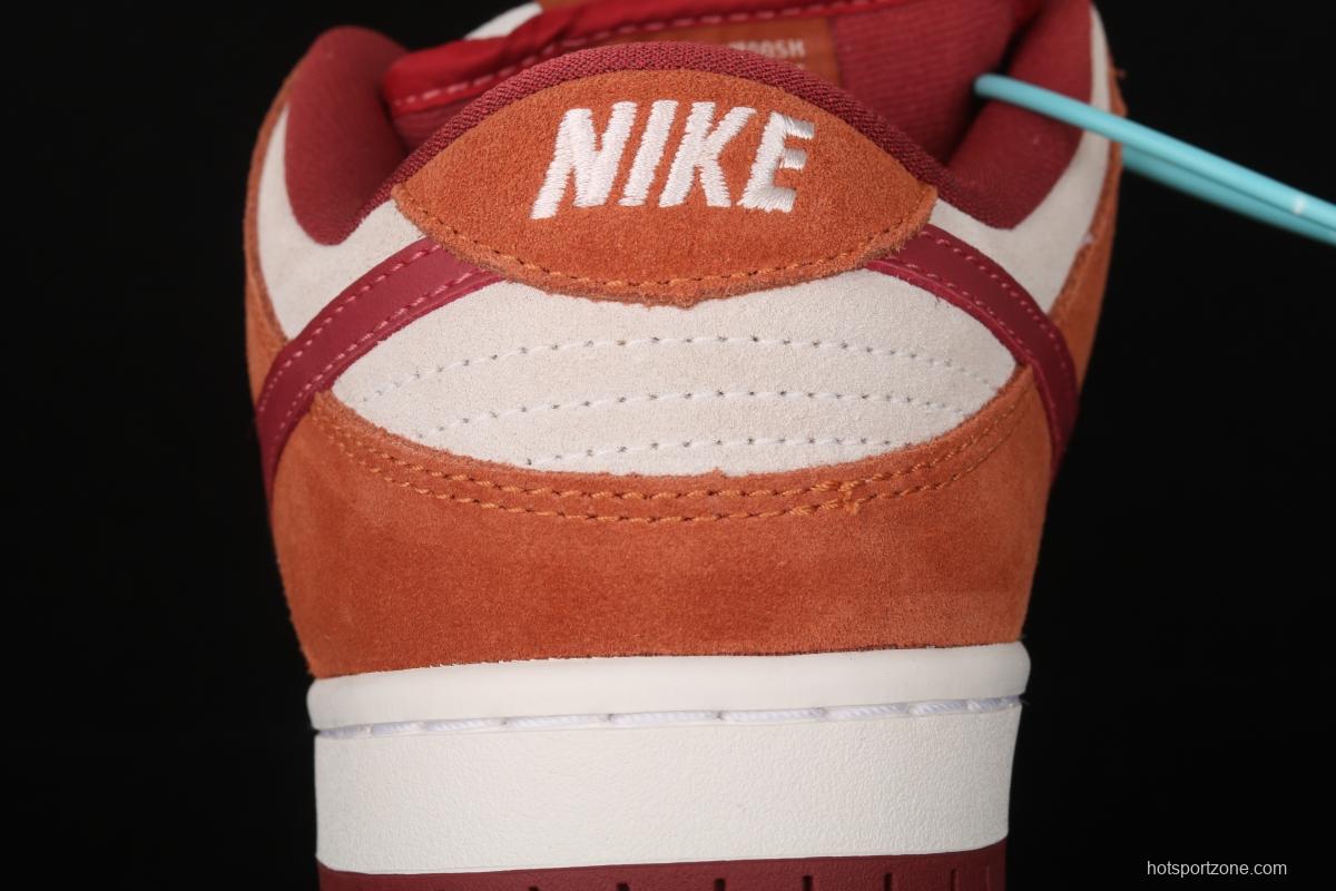 NIKE SB DUNK Low Pro brown-red color matching low-top casual board shoes BQ6817-202