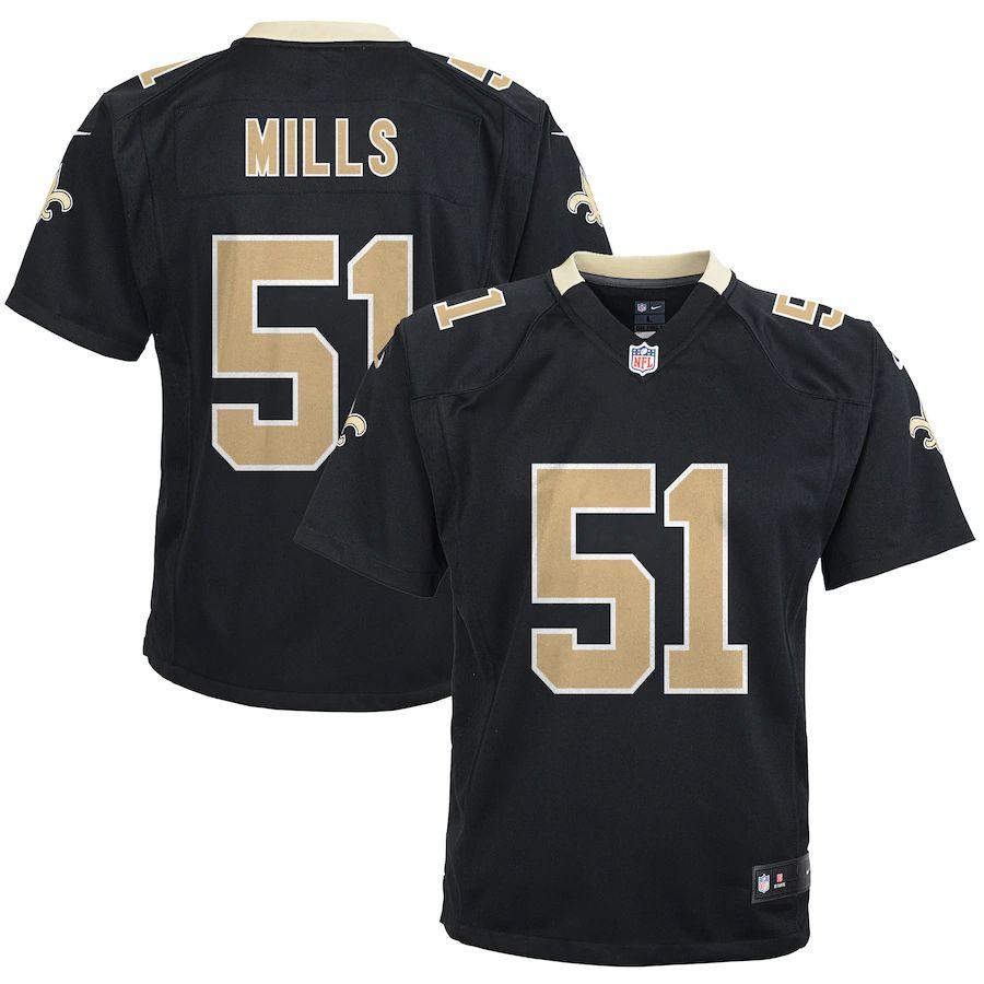 Youth Sam Mills Black Retired Player Limited Team Jersey