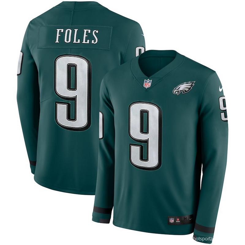 Men's Nick Foles Green Therma Long Sleeve Player Limited Team Jersey