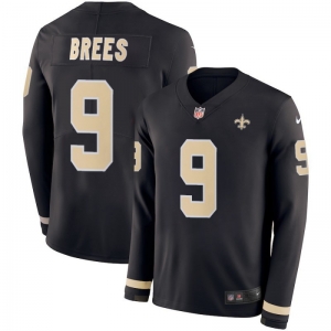 Men's Drew Brees Black Therma Long Sleeve Player Limited Team Jersey