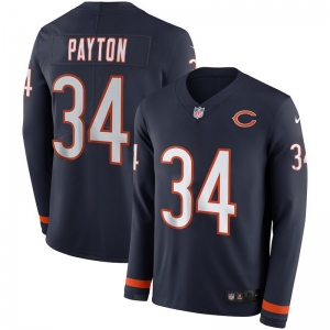 Men's Walter Payton Black Therma Long Sleeve Player Limited Team Jersey