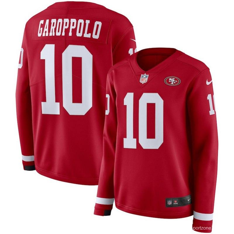 Women's Jimmy Garoppolo Red Therma Long Sleeve Player Limited Team Jersey