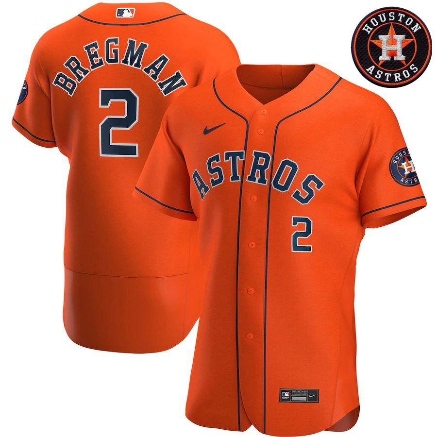 Men's Alex Bregman Orange Alternate 2020 Authentic Player Team Jersey