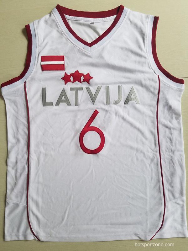 Kristaps Porzingis 6 Latvija White Basketball Jersey