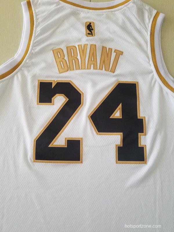 Kobe Bryant 24 White Golden Edition Jersey