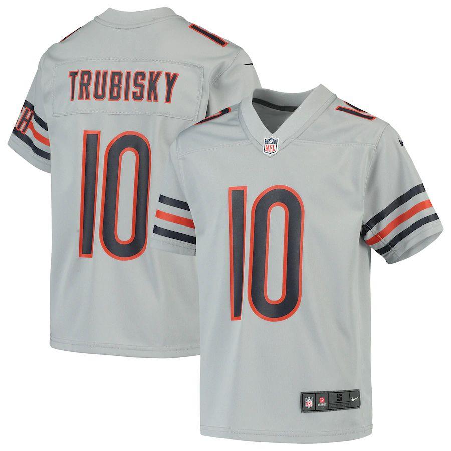 Youth Mitchell Trubisky Silver Inverted Player Limited Team Jersey
