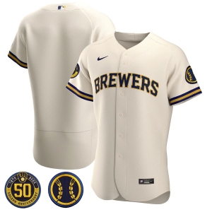Men's Cream Home 2020 Authentic 50th Anniversary and Team Patch Team Jersey