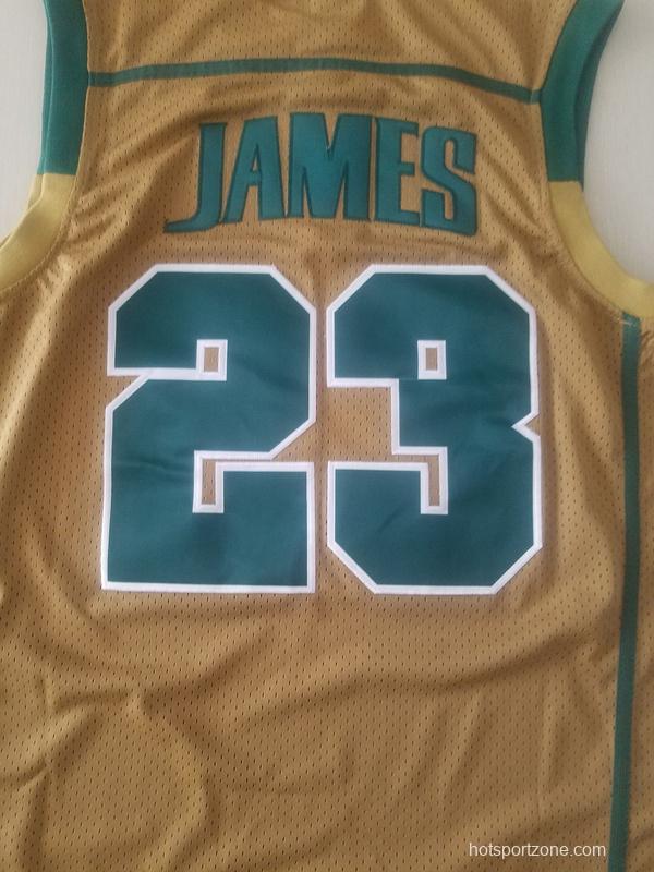 LeBron James 23 Irish High School Yellow Basketball Jersey