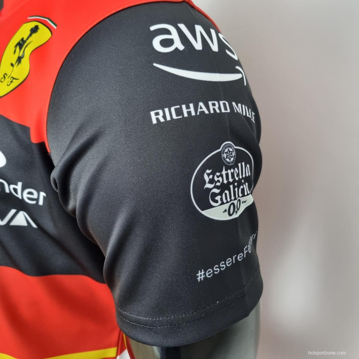 2022 F1 Formula One; Ferrari racing suit crew neck red 55