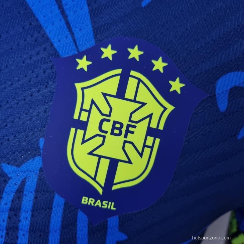 2022 Brazil Player Version Classic Blue Soccer Jersey