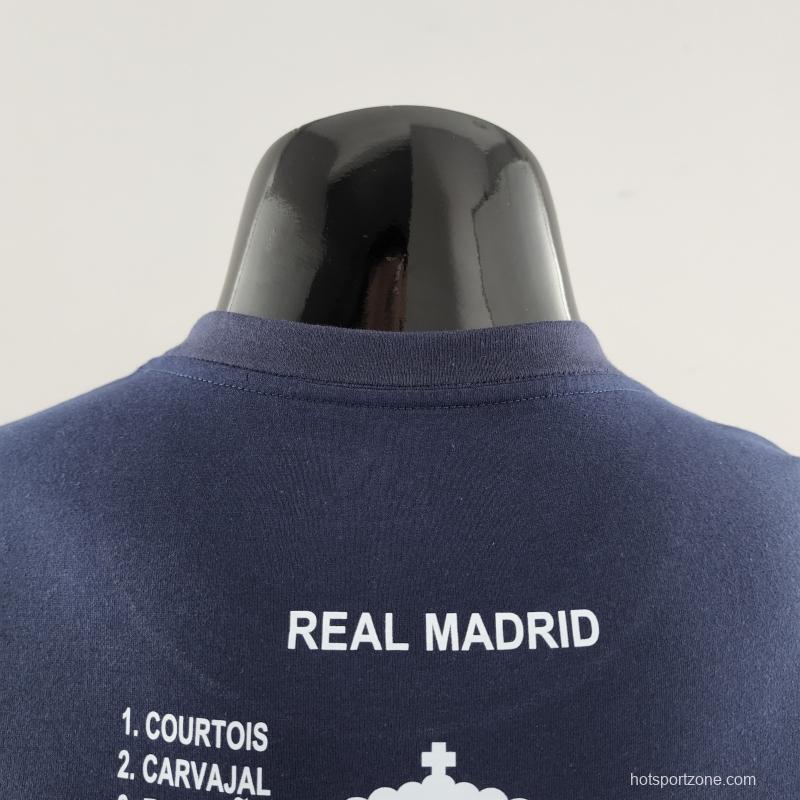 22 23 Real Madrid Mens Campeón 35 T-Shirt Navy #K000167