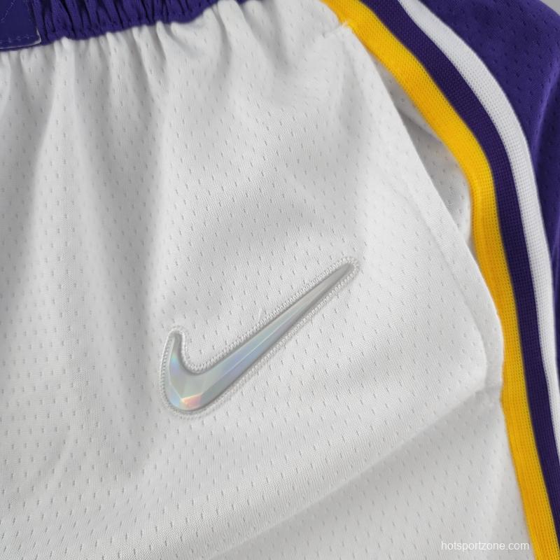 75th Anniversary Los Angeles Lakers White NBA Shorts 