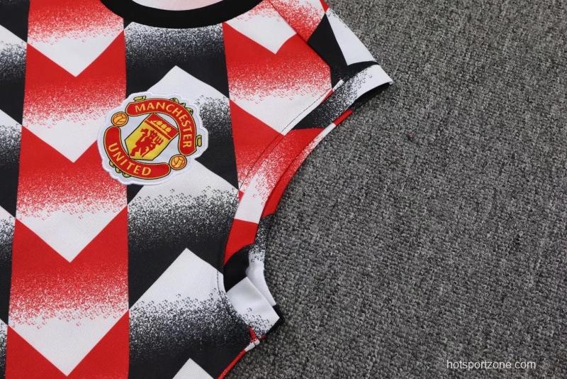 22/23 Manchester United Pre-Training Jersey Black+Red+White Vest